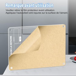 Lot de 2 Tableaux Magnétiques Frigo (1 Imprimer Planning Semaine + 1 Vierge Transparent) - 30x20 cm - Avec Marqueur à Craie Liqu
