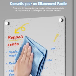 Lot de 2 Tableaux Magnétiques Frigo (1 Imprimer Planning Semaine + 1 Vierge Transparent) - 30x20 cm - Avec Marqueur à Craie Liqu