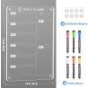 Lot de 2 Tableaux Magnétiques Frigo (1 Imprimer Planning Semaine + 1 Vierge Transparent) - 30x20 cm - Avec Marqueur à Craie Liqu