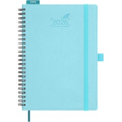 BEZEND Agenda 2026 Semainier A5 21 x 15,5 cm, janvier à décembre 2026 (12 mois) avec Spirale Couverture Souple en Cuir PU, Bleu 