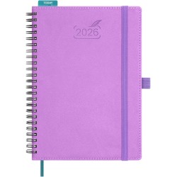 BEZEND Agenda 2026 Semainier A5 21 x 15,5 cm, janvier à décembre 2026 (12 mois) avec Spirale Couverture Souple en Cuir PU, Lavan
