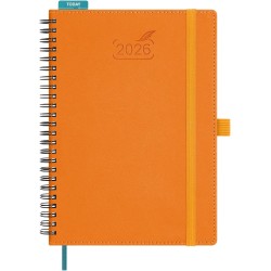 Bezend agenda 2026 semainier a5 21 x 15,5 cm, janvier à décembre 2026 (12 mois) avec spirale couverture souple en cuir pu, orang