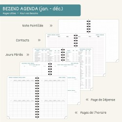 Bezend agenda 2026 semainier a5 21 x 15,5 cm, janvier à décembre 2026 (12 mois) avec spirale couverture souple en cuir pu, orang