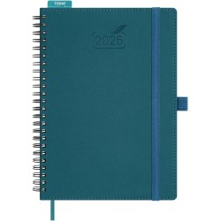 BEZEND Agenda 2026 Semainier A5 21 x 15,5 cm, janvier à décembre 2026 (12 mois) avec Spirale Couverture Souple en Cuir PU, Vert 