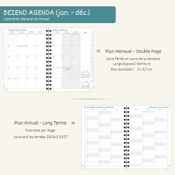BEZEND Agenda 2026 Semainier A5 21 x 15,5 cm, janvier à décembre 2026 (12 mois) avec Spirale Couverture Souple en Cuir PU, Vert 