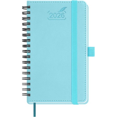 BEZEND Petit Agenda 2026 Semainier de Poche 15,5 x 9 cm, janvier à décembre 2026 (12 mois) avec Spirale Couverture Souple en Cui