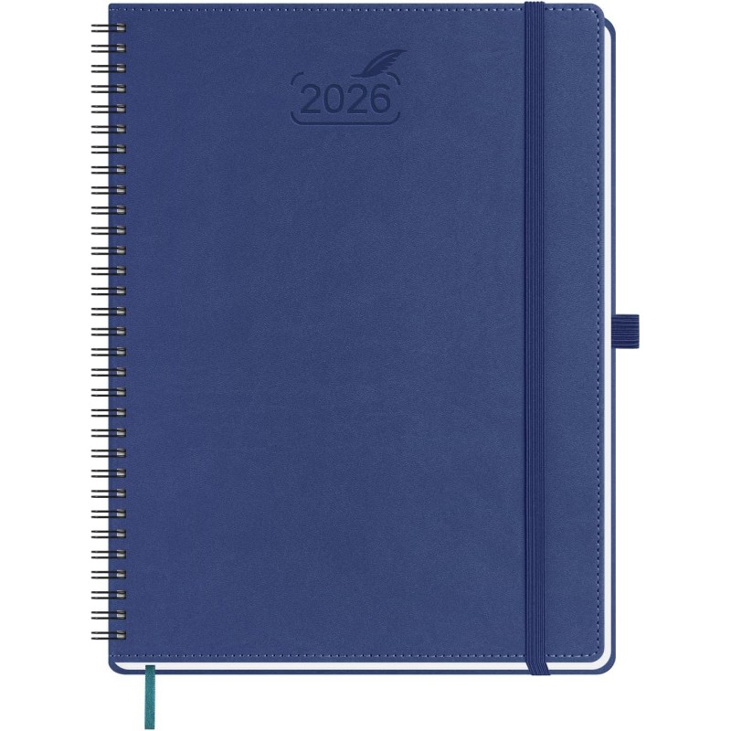 BEZEND Agenda 2026 Semainier A4 28 x 22 cm, janvier à décembre 2026 (12 mois) avec Spirale Couverture Souple en Cuir PU, Cannebe