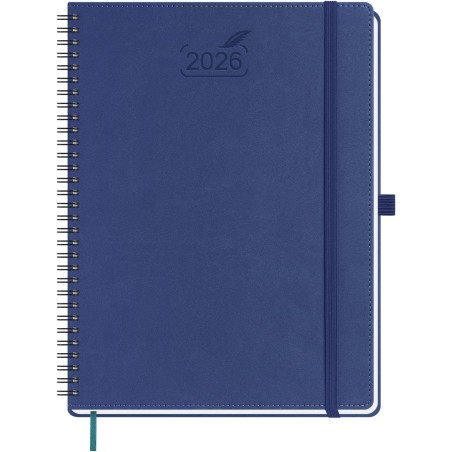 BEZEND Agenda 2026 Semainier A4 28 x 22 cm, janvier à décembre 2026 (12 mois) avec Spirale Couverture Souple en Cuir PU, Cannebe