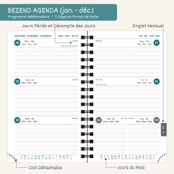 BEZEND Petit Agenda 2026 Semainier de Poche 15,5 x 9 cm, janvier à décembre 2026 (12 mois) avec Spirale Couverture Souple en Cui