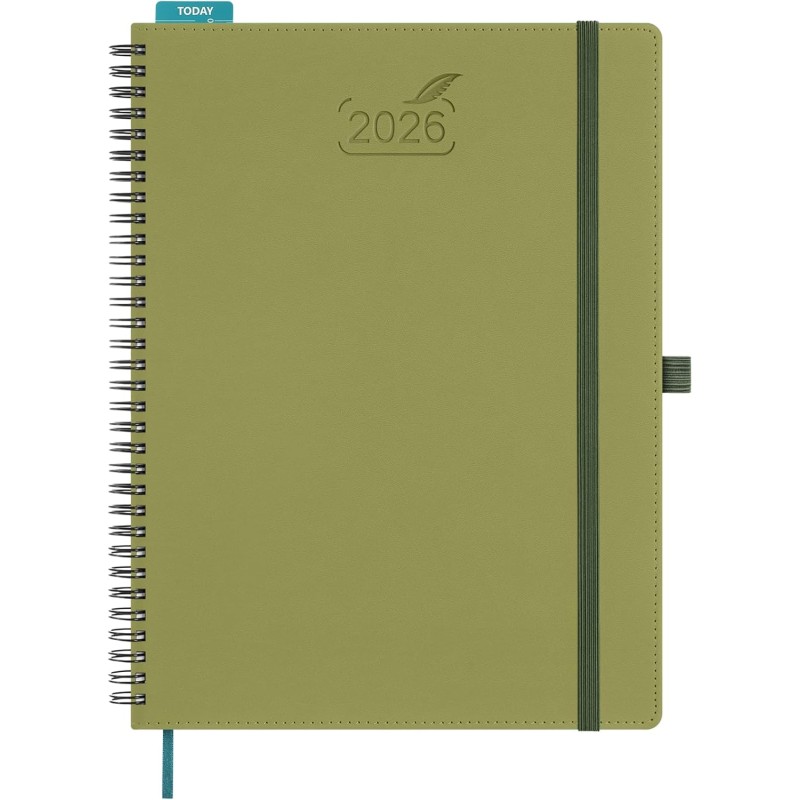 BEZEND Agenda 2026 Semainier A4 28 x 22 cm, Planificateur Journalier, janvier à décembre 2026 (12 mois) avec Spirale Couverture 