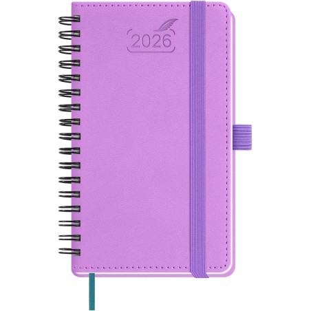 BEZEND Petit Agenda 2026 Semainier de Poche 15,5 x 9 cm, janvier à décembre 2026 (12 mois) avec Spirale Couverture Souple en Cui