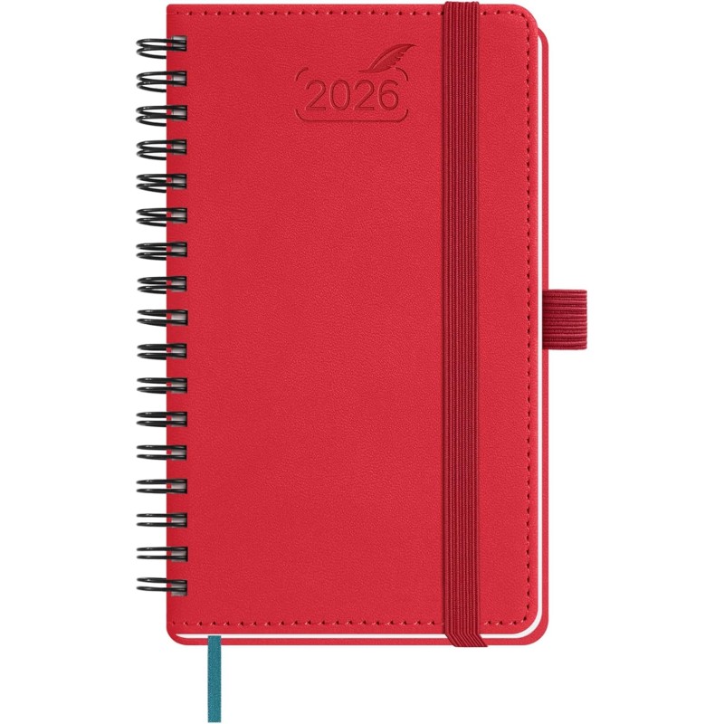 BEZEND Petit Agenda 2026 Semainier de Poche 15,5 x 9 cm, janvier à décembre 2026 (12 mois) avec Spirale Couverture Souple en Cui