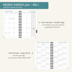 BEZEND Petit Agenda 2026 Semainier de Poche 15,5 x 9 cm, janvier à décembre 2026 (12 mois) avec Spirale Couverture Souple en Cui