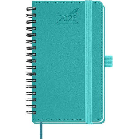 BEZEND Petit Agenda 2026 Semainier de Poche 15,5 x 9 cm, janvier à décembre 2026 (12 mois) avec Spirale Couverture Souple en Cui