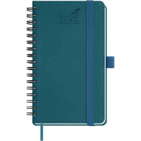 BEZEND Petit Agenda 2026 Semainier de Poche 15,5 x 9 cm, janvier à décembre 2026 (12 mois) avec Spirale Couverture Souple en Cui
