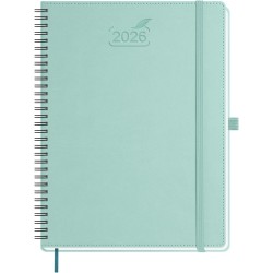 BEZEND Agenda 2026 Semainier A4 28 x 22 cm, janvier à décembre 2026 (12 mois) avec Spirale Couverture Souple en Cuir PU, Vert me