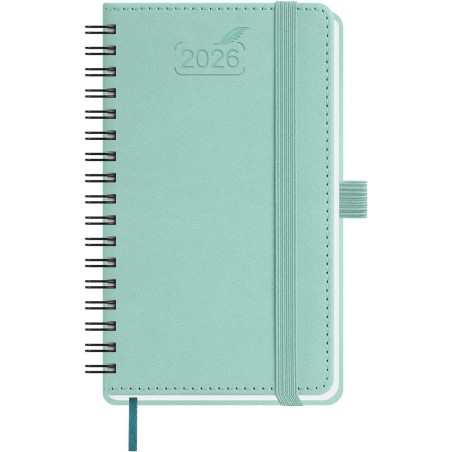 BEZEND Petit Agenda 2026 Semainier de Poche 15,5 x 9 cm, janvier à décembre 2026 (12 mois) avec Spirale Couverture Souple en Cui