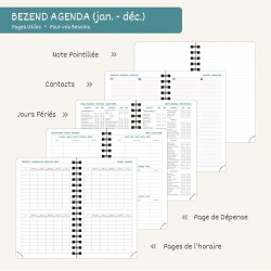 BEZEND Petit Agenda 2026 Semainier de Poche 15,5 x 9 cm, janvier à décembre 2026 (12 mois) avec Spirale Couverture Souple en Cui