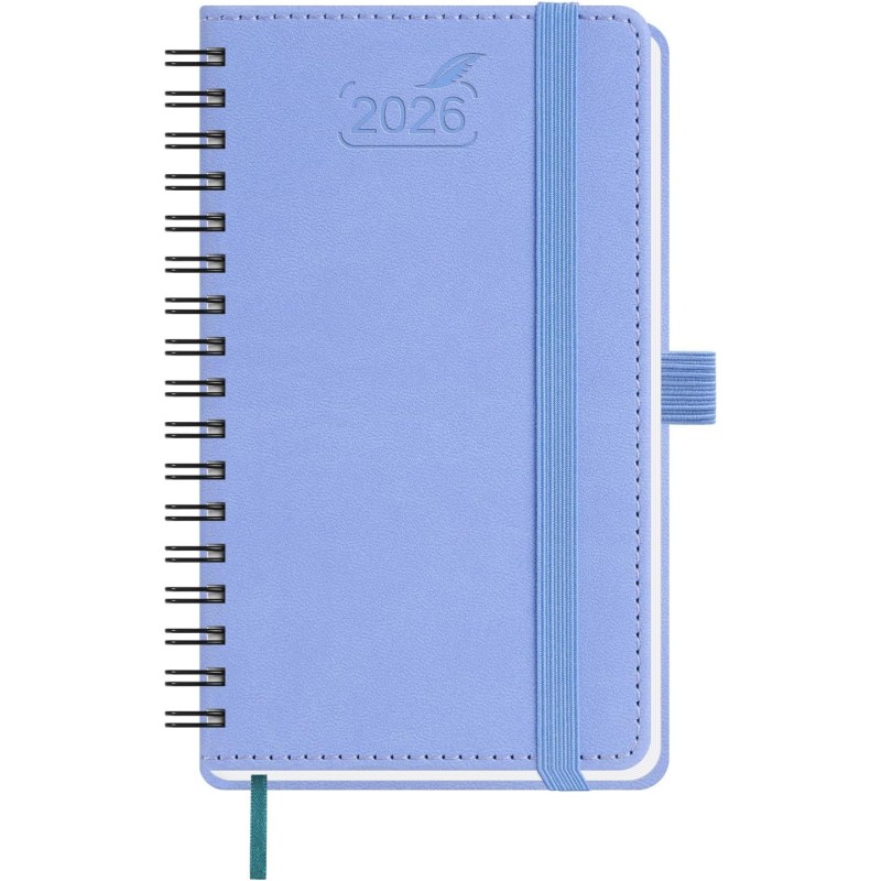 BEZEND Petit Agenda 2026 Semainier de Poche 15,5 x 9 cm, janvier à décembre 2026 (12 mois) avec Spirale Couverture Souple en Cui