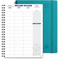 POPRUN Agenda 2025 2026 Semainier A4 en Français - Intervalles de 15 minutes, 12 Mois D'Août 2025 à Juil 2026 Scolaire, Couvertu