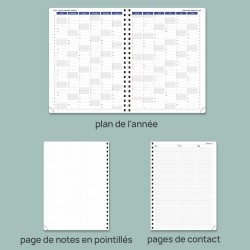 POPRUN Agenda 2025 2026 Semainier A4 en Français - Intervalles de 15 minutes, 12 Mois D'Août 2025 à Juil 2026 Scolaire, Couvertu