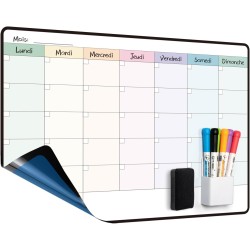 42x28 cm Calendrier Adhesif Tableau blanc Planning Mural, Planificateur Mensuel/Semainer effaçable parfait pour Planification de