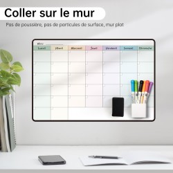 42x28 cm Calendrier Adhesif Tableau blanc Planning Mural, Planificateur Mensuel/Semainer effaçable parfait pour Planification de