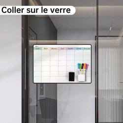 42x28 cm Calendrier Adhesif Tableau blanc Planning Mural, Planificateur Mensuel/Semainer effaçable parfait pour Planification de