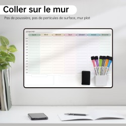 Calendrier Adhesif Tableau blanc Planning Mural, Planificateur Semainer effaçable parfait pour Planification des Tâches, Organis