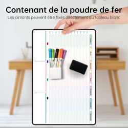 Calendrier Adhesif Tableau blanc Planning Mural, Planificateur Mensuel et Semainer effaçable parfait pour Planification des Tâch