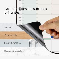 Calendrier Adhesif Tableau blanc Planning Mural, Planificateur Mensuel et Semainer effaçable parfait pour Planification des Tâch