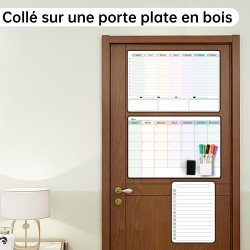 Calendrier Adhesif Tableau blanc Planning Mural, Planificateur Mensuel et Semainer effaçable parfait pour Planification des Tâch