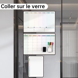 Calendrier Adhesif Tableau blanc Planning Mural, Planificateur Mensuel et Semainer effaçable parfait pour Planification des Tâch