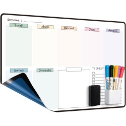 Calendrier Adhesif Tableau blanc Planning Mural,Planificateur Semainer,Planificateur de Menus/Repas, Planificateur Hebdomadaire,