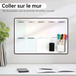 Calendrier Adhesif Tableau blanc Planning Mural,Planificateur Semainer,Planificateur de Menus/Repas, Planificateur Hebdomadaire,