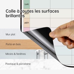 Calendrier Adhesif Planning Semaine Mural,Tableau Organisateur Familial,Planificateur des Menus/Repas Hebdomadaire 42×28cm effac