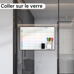 Calendrier Adhesif Planning Semaine Mural,Tableau Organisateur Familial,Planificateur des Menus/Repas Hebdomadaire 42×28cm effac