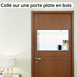Calendrier Adhesif Planning Semaine Mural,Tableau Organisateur Familial,Planificateur des Menus/Repas Hebdomadaire 42×28cm effac
