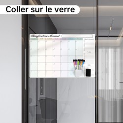 60x40 cm Calendrier Adhesif Tableau blanc Planning Mural, Planificateur Mensuel/Semainer effaçable parfait pour Planification de