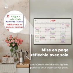 Smart Panda A3 Calendrier Magnétique Pour Frigo - Planifier Les Repas Familiaux, Listes De Courses ou Une Aide A L’étude - Table
