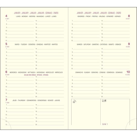 Exacompta - 16870E - Recharge agenda semainier de poche Eurotime 16 - 8,5 x 16 cm - Janvier à décembre 2026