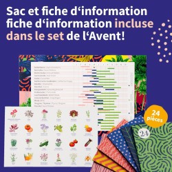 Calendrier de l'Avent des semences - graines de légumes, d'herbes aromatiques & de fleurs - 24 sachets de graines pour le jardin