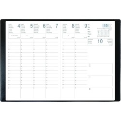 Exdi - 1 Grand Agenda Semainier Saturne Noir - Format : 21 x 29,7 cm - Janvier 2026 à Décembre 2026