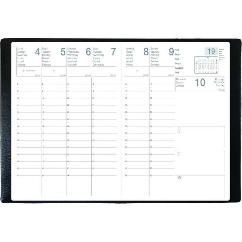 Exdi - 1 Grand Agenda Semainier Saturne Noir - Format : 21 x 29,7 cm - Janvier 2026 à Décembre 2026