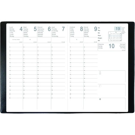 Exdi - 1 Grand Agenda Semainier Saturne Noir - Format : 21 x 29,7 cm - Janvier 2026 à Décembre 2026