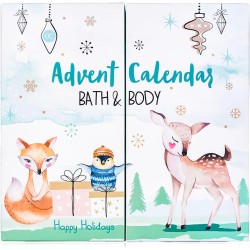 Accentra Calendrier de l'Avent Joyeuses Fêtes 2025 pour les filles avec 24 produits de bain, soins du corps et accessoires pour 