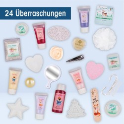 Accentra Calendrier de l'Avent Joyeuses Fêtes 2025 pour les filles avec 24 produits de bain, soins du corps et accessoires pour 