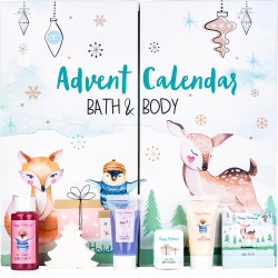 Accentra Calendrier de l'Avent Joyeuses Fêtes 2025 pour les filles avec 24 produits de bain, soins du corps et accessoires pour 