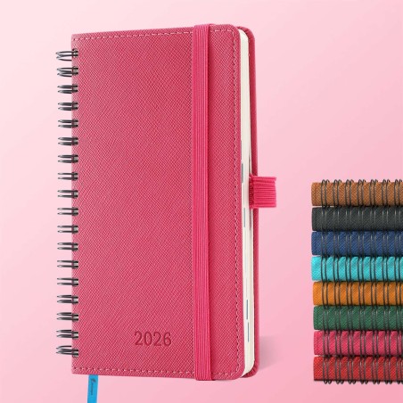 Agenda 2026: Agenda de Poche Semainier A6 Petit 16,4x9,6 cm Spirale, Planificateur Hebdomadaire D'Jan 2026 à Déc 2026(12 Mois) S