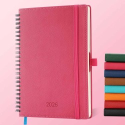 Agenda 2026: Agenda Semainier A5 Moyen 21,9x16,4 cm Spirale, Planificateur Hebdomadaire D'Jan 2026 à Déc 2026(12 Mois) Scolaire,